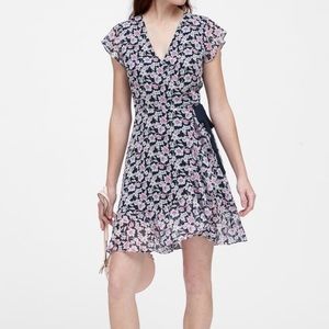 Banana republic floral ruffle wrap dress
